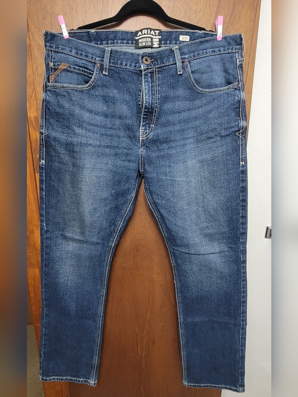 NWOT. Ariat Men's Modern Slim Leg Dark Blue Jeans. 40X32